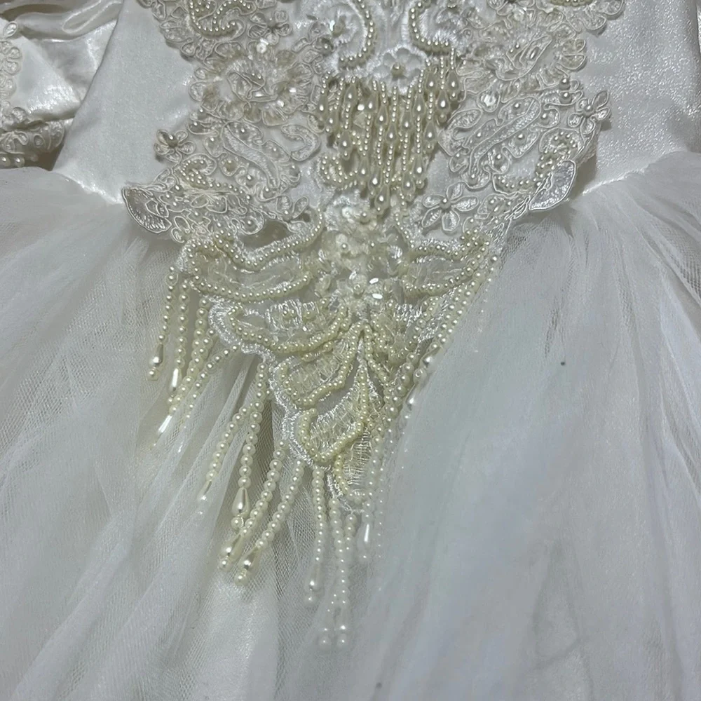 White Theater Costume with Lace and Puffy Sleeves